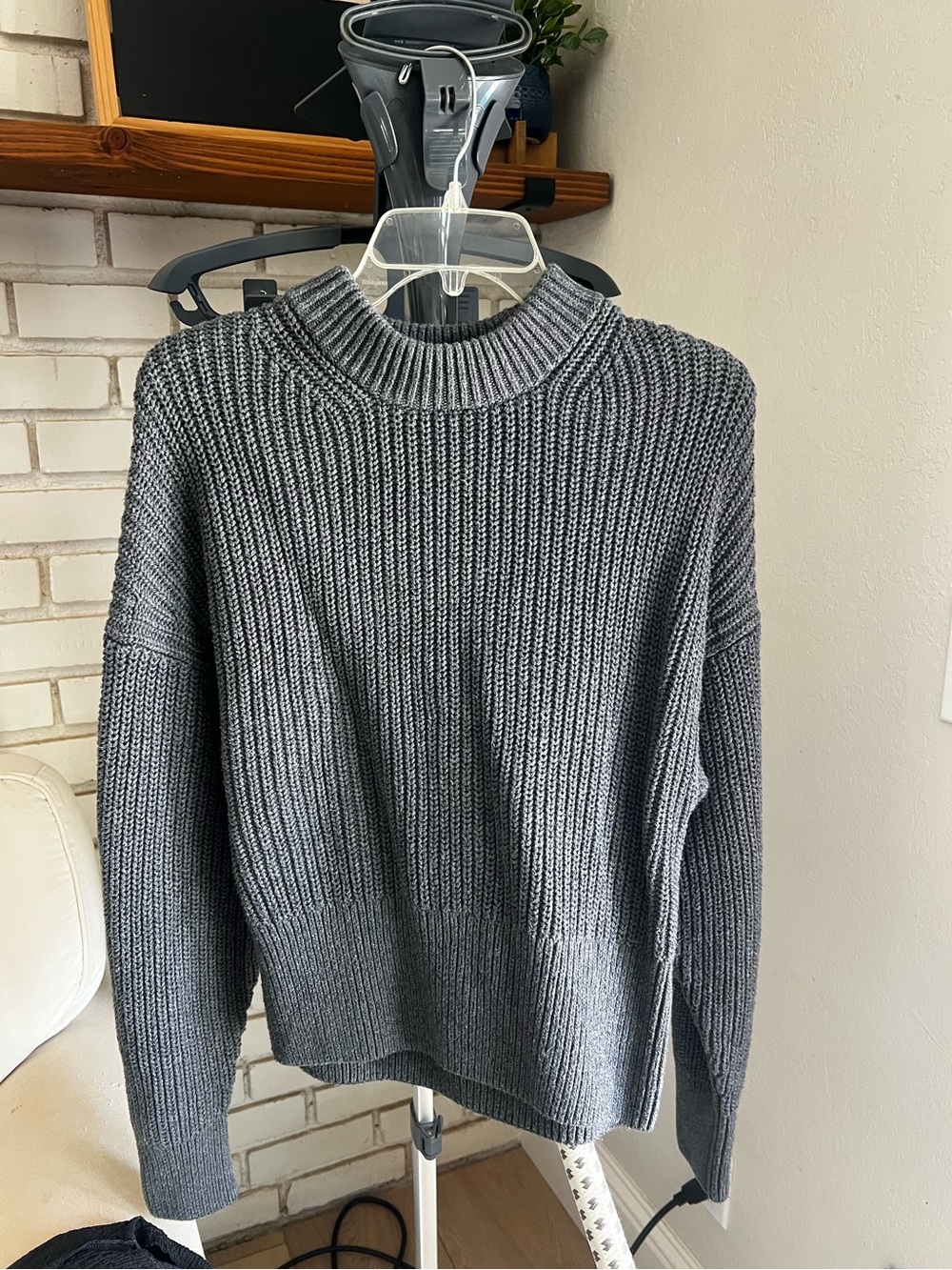 Everlane Chunky Rib Knit Sweater - Gray/bluw
